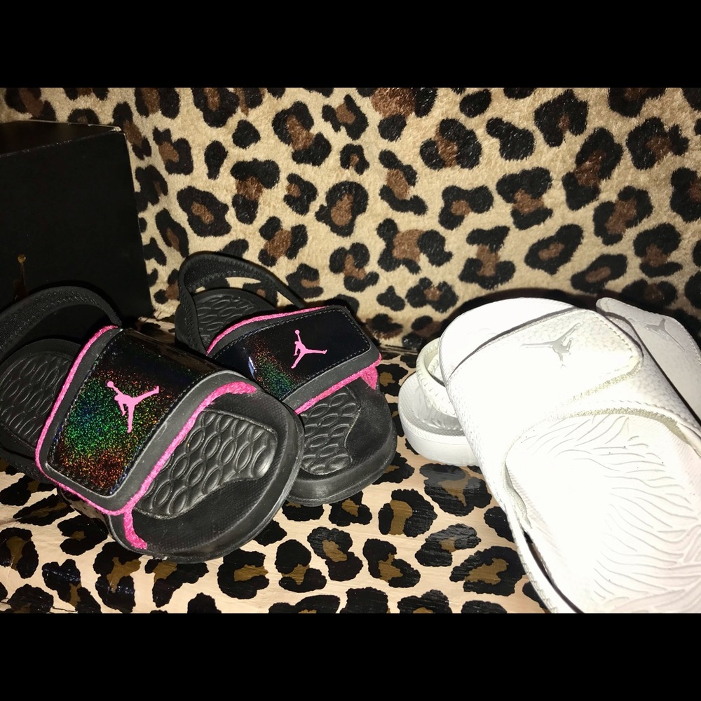 Jordan Sandals Bundle Black Sz 10c White Sz 9c